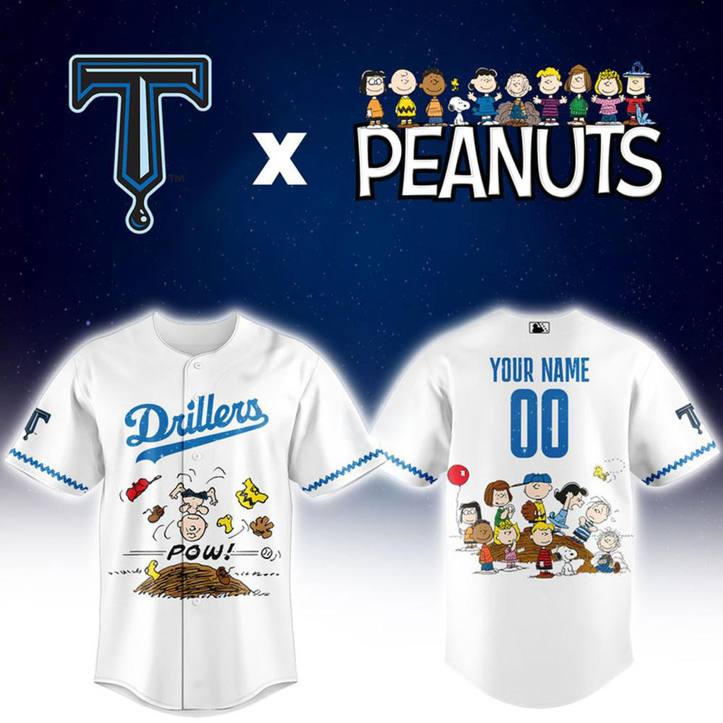 Custom Tulsa Drillers x Peanuts Night Baseball Jersey Tulsa Drillers Merch Fans Gifts 1 - Unicasport Custom Tulsa Drillers x Peanuts Night Baseball Jersey Tulsa Drillers Merch Fans Gifts