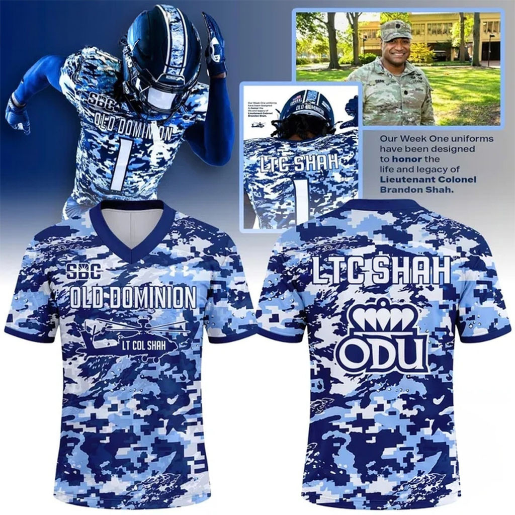 Old Dominion Monarchs Lieutenant Colonel Brandon Shah Football Jersey Monarchs Merch 2026 1 - Unicasport Old Dominion Monarchs Lieutenant Colonel Brandon Shah Football Jersey Monarchs Merch 2026