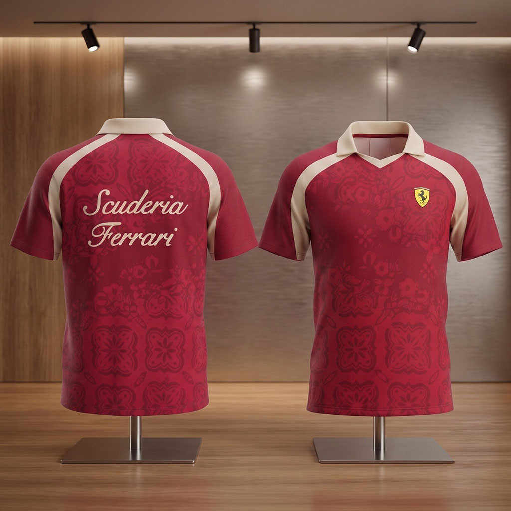 Scuderia Ferrari F1 Vintage Style V-Neck Polo Jersey Scuderia Ferrari Merch Gifts For Racing Fan 1 - Unicasport Scuderia Ferrari F1 Vintage Style V-Neck Polo Jersey Scuderia Ferrari Merch Gifts For Racing Fan