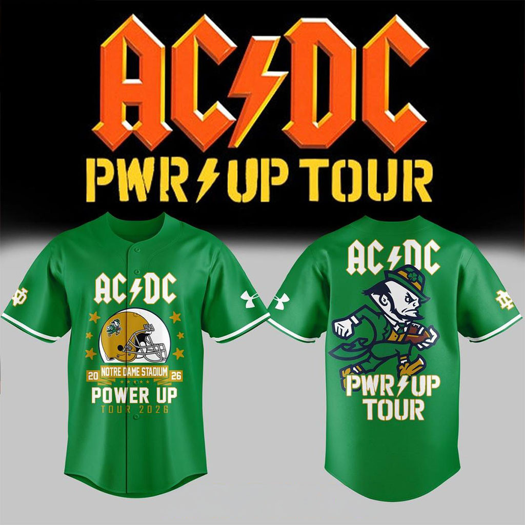 Notre Dame Fighting Irish AC DC Power Up Tour 2026 Baseball Jersey AC DC Concert Merch Fan Gift 1 - Unicasport Notre Dame Fighting Irish AC DC Power Up Tour 2026 Baseball Jersey AC DC Concert Merch Fan Gift