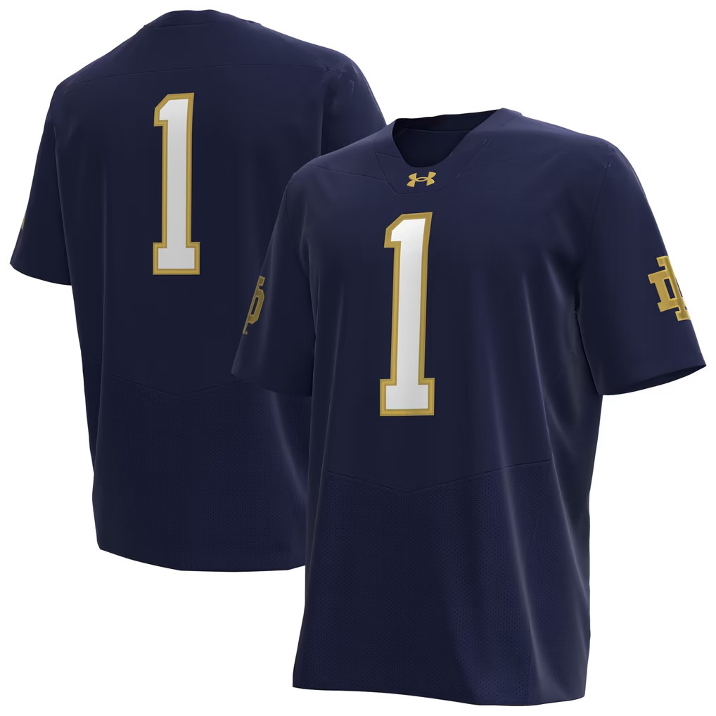 Notre Dame Fighting Irish Merch 2026 No 1 Under Armour Navy Fighting Irish Premier Jersey Shirt 1 - Unicasport Notre Dame Fighting Irish Merch 2026 No 1 Under Armour Navy Fighting Irish Premier Jersey Shirt