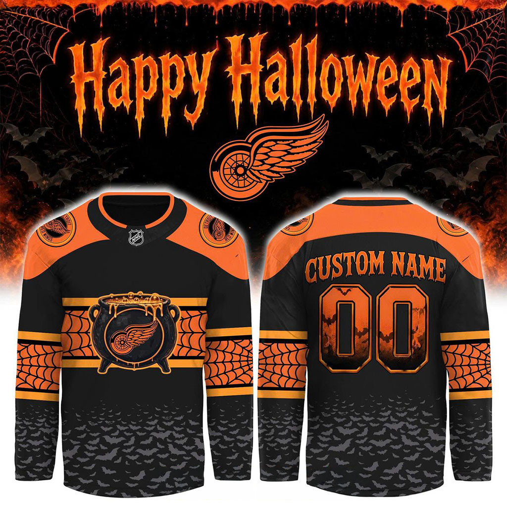Personalized Detroit Red Wings X Halloween Day 2026 Hockey Jersey Red Wings Merch Gift For Fans 1 - Unicasport Personalized Detroit Red Wings X Halloween Day 2026 Hockey Jersey Red Wings Merch Gift For Fans