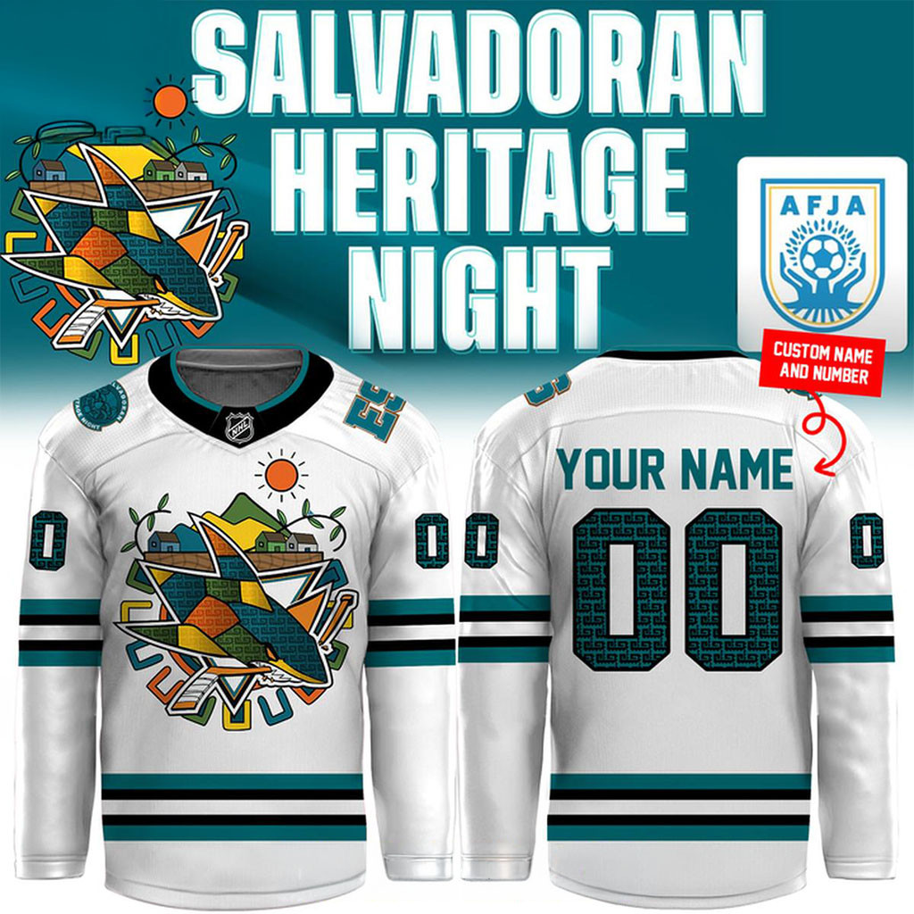 Personalized San Jose Sharks Salvadoran Heritage All Game 2026 Hockey Jersey SJ Sharks Merch 1 - Unicasport Personalized San Jose Sharks Salvadoran Heritage All Game 2026 Hockey Jersey SJ Sharks Merch