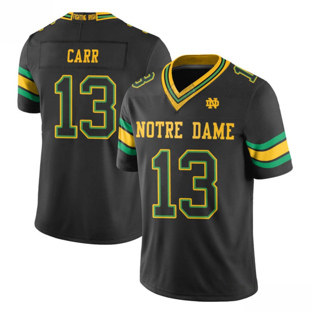 CJ Carr Jersey Shirt #13 Notre Dame Fighting Irish Merch College Football Fan Apparel Black 1 - Unicasport CJ Carr Jersey Shirt #13 Notre Dame Fighting Irish Merch College Football Fan Apparel Black