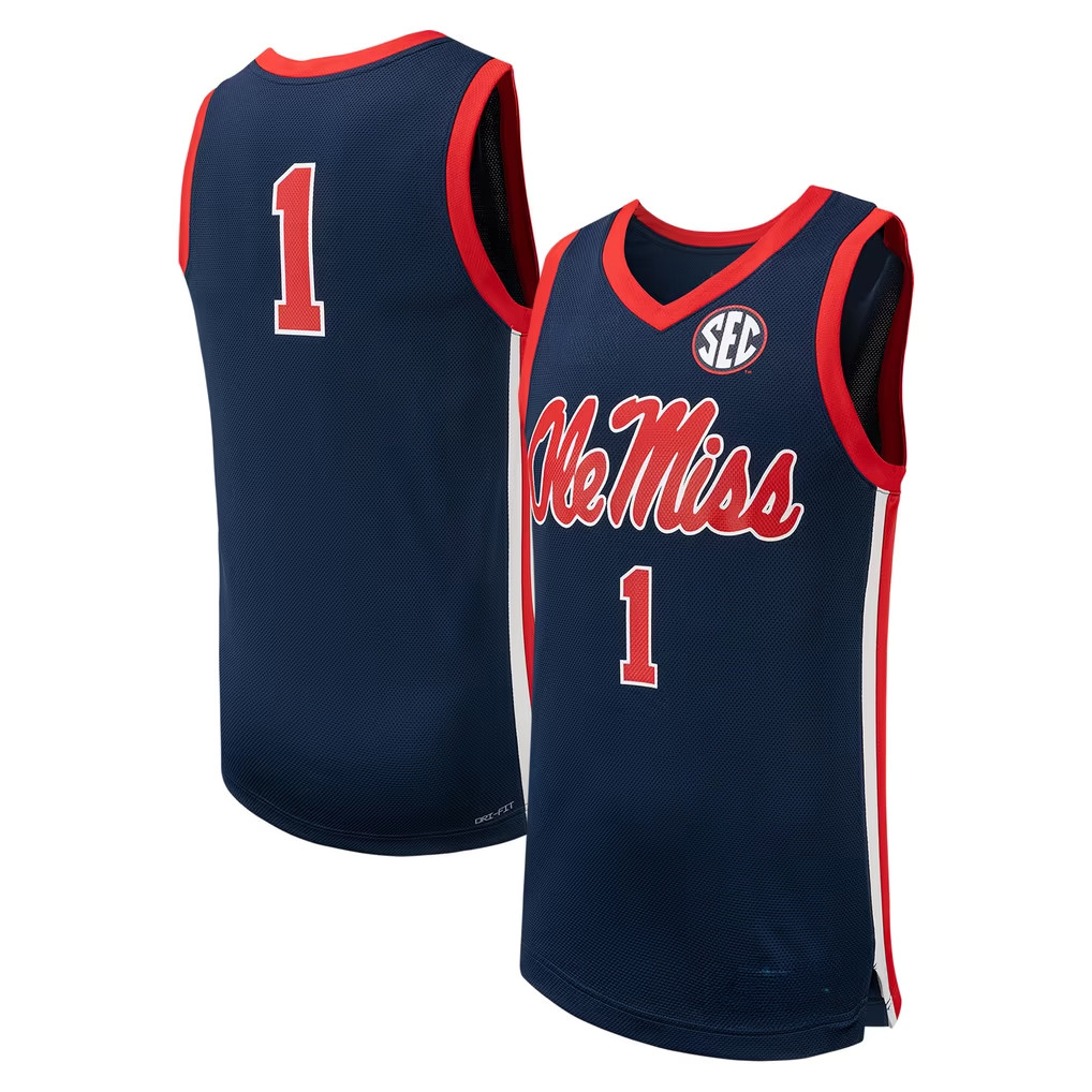 Ole Miss Merch #1 Ole Miss Rebels Replica Basketball Jersey Navy 1 - Unicasport Ole Miss Merch #1 Ole Miss Rebels Replica Basketball Jersey Navy