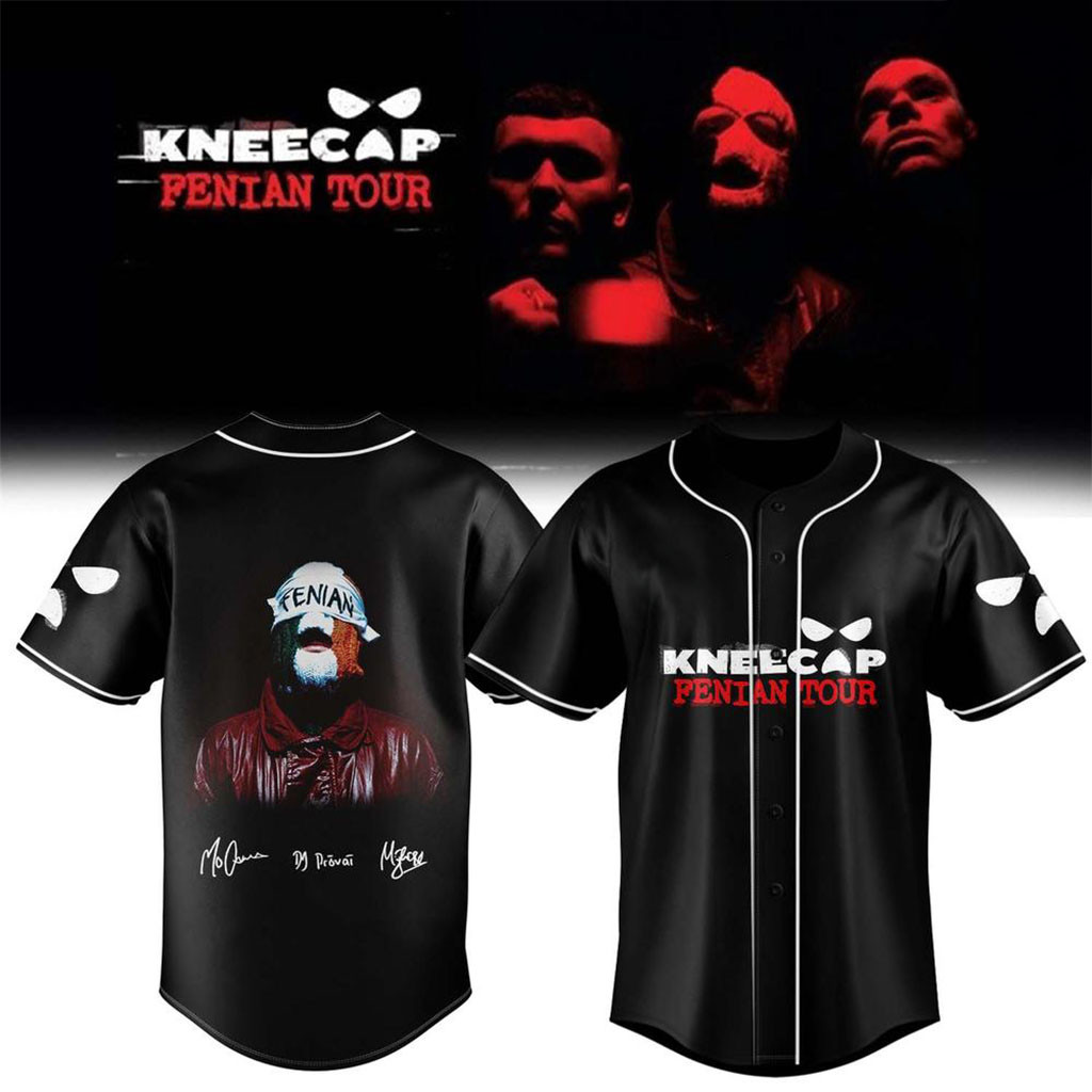 Kneecap Fenian Tour 2026 Irish Hip Hop Signature Baseball Jersey Kneecap Merch Fan Gifts 1 - Unicasport Kneecap Fenian Tour 2026 Irish Hip Hop Signature Baseball Jersey Kneecap Merch Fan Gifts