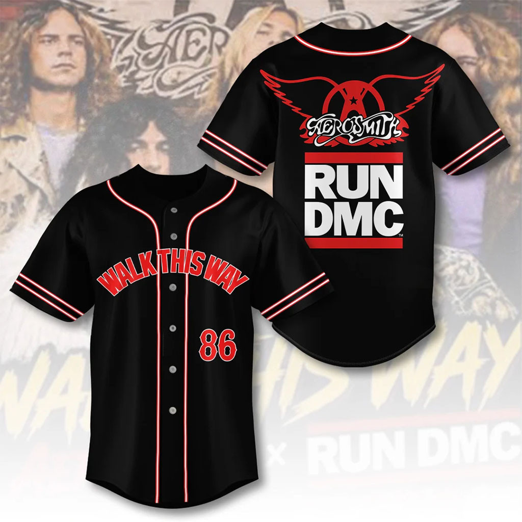 Aerosmith X RUN DMC Walk This Way Baseball Jersey 2026 Aerosmith Merch Gift For Music Lovers 1 - Unicasport Aerosmith X RUN DMC Walk This Way Baseball Jersey 2026 Aerosmith Merch Gift For Music Lovers