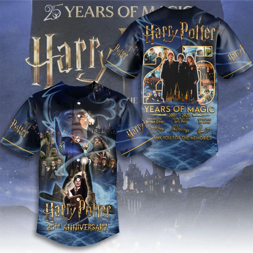 Harry Potter 25th Anniversary Baseball Jersey 25 Years Of Magic Harry Potter Merch Gifts For Fans 1 - Unicasport Harry Potter 25th Anniversary Baseball Jersey 25 Years Of Magic Harry Potter Merch Gifts For Fans