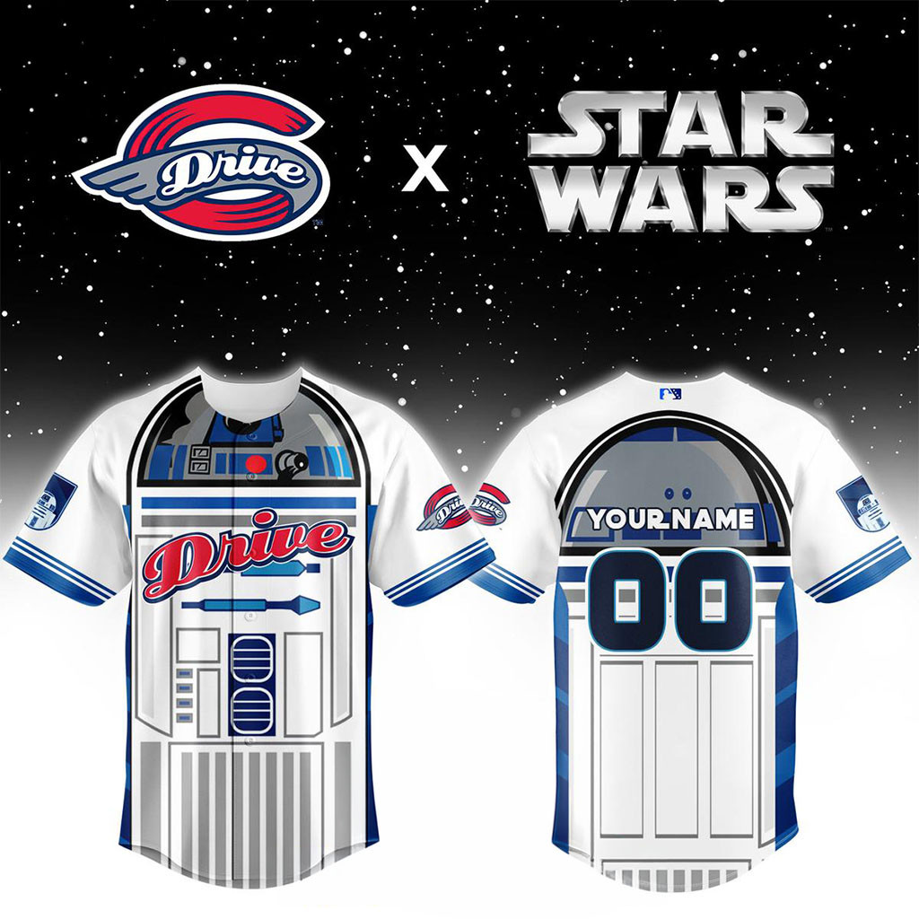 Personalized Greenville Drive Star Wars X R2-D2 Night 2026 Game Baseball Jersey Fan Merch 1 - Unicasport Personalized Greenville Drive Star Wars X R2-D2 Night 2026 Game Baseball Jersey Fan Merch