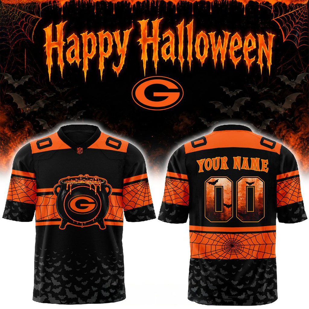 Personalized Green Bay Packers Halloween Day 2026 Spooky Game Football Jersey Packers Merch 1 - Unicasport Personalized Green Bay Packers Halloween Day 2026 Spooky Game Football Jersey Packers Merch