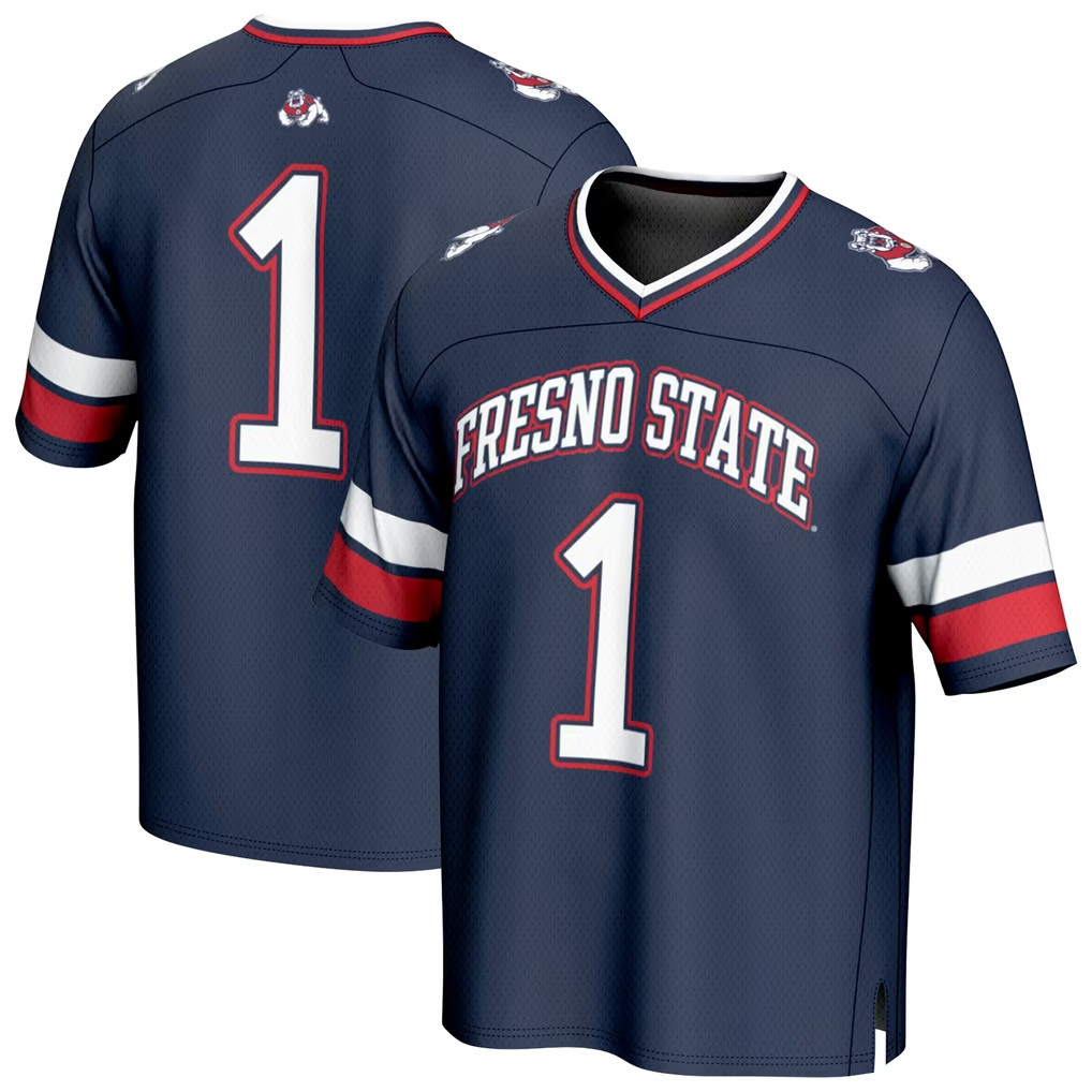Fresno State Bulldogs Merch 2026 GameDay Greats #1 FS Bulldogs Collegiate Football Jersey Navy 1 - Unicasport Fresno State Bulldogs Merch 2026 GameDay Greats #1 FS Bulldogs Collegiate Football Jersey Navy