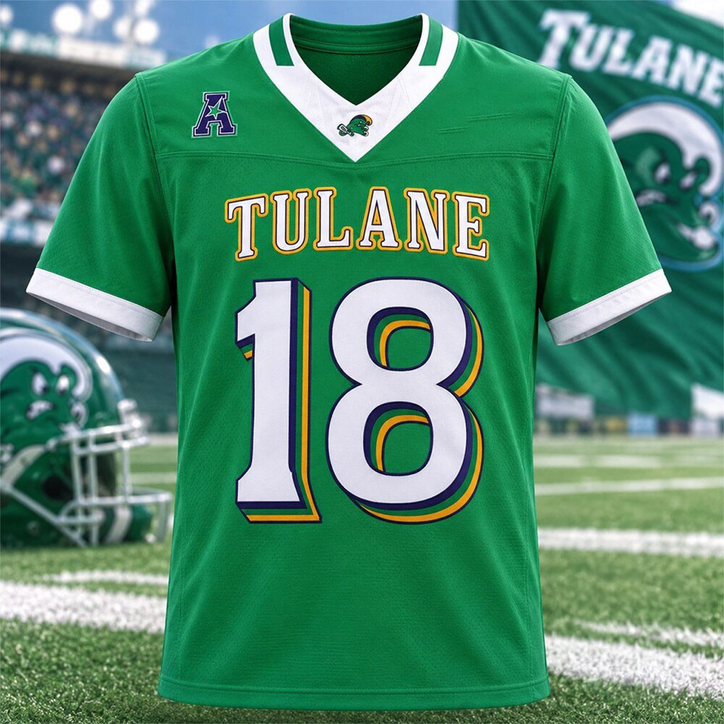 Tulane Green Wave #18 Mardi Gras 2026 Season Uniforms Football Jersey Tulane Green Wave Merch 1 - Unicasport Tulane Green Wave #18 Mardi Gras 2026 Season Uniforms Football Jersey Tulane Green Wave Merch