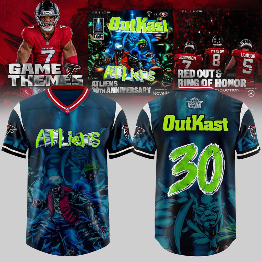Atlanta Falcons X OutKast ATLiens 30th Anniversary 2026 Football Jersey Atlanta Falcons Merch