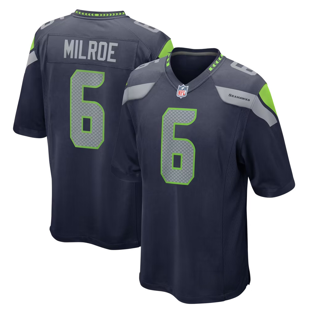Jalen Milroe Jersey Shirt 2026 Seattle Seahawks Merch #6 Seattle Seahawks Team Game Jersey