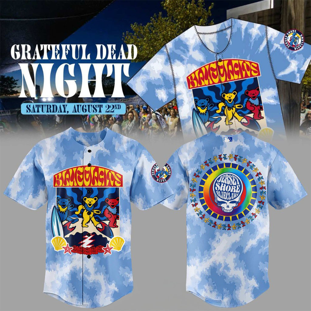Jersey Shore BlueClaws Grateful Dead Night Baseball Jersey BlueClaws Merch Baseball Fans Gifts 1 - Unicasport Jersey Shore BlueClaws Grateful Dead Night Baseball Jersey BlueClaws Merch Baseball Fans Gifts