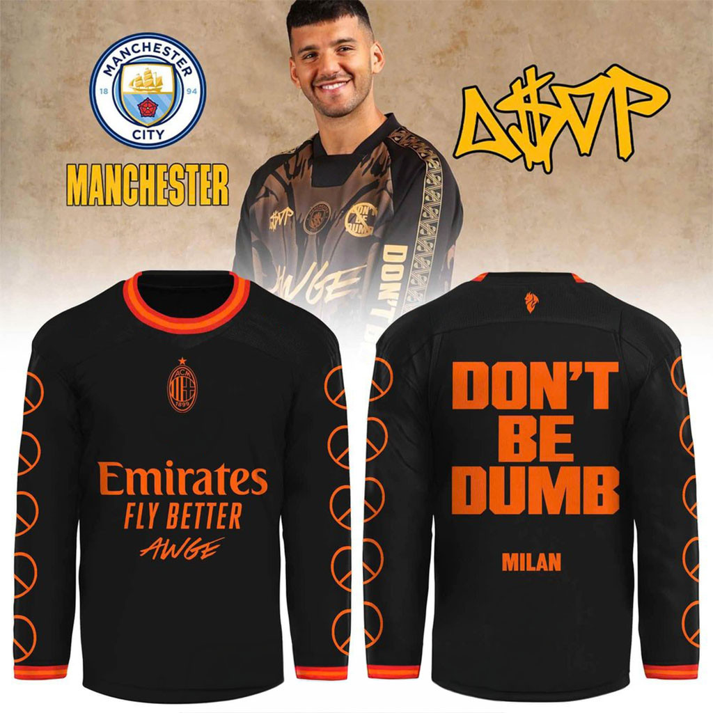 ASAP Rocky X AC Milan Don't Be Dumb Hockey Jersey ASAP Rocky Merch Present For Rapper Fans 1 - Unicasport ASAP Rocky X AC Milan Don't Be Dumb Hockey Jersey ASAP Rocky Merch Present For Rapper Fans