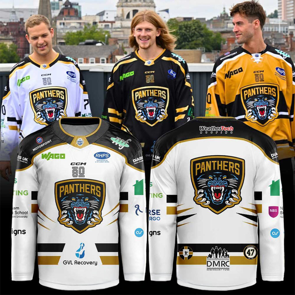 Nottingham Panthers New Season New Threads Hockey Jersey White Nottingham Panthers Merch