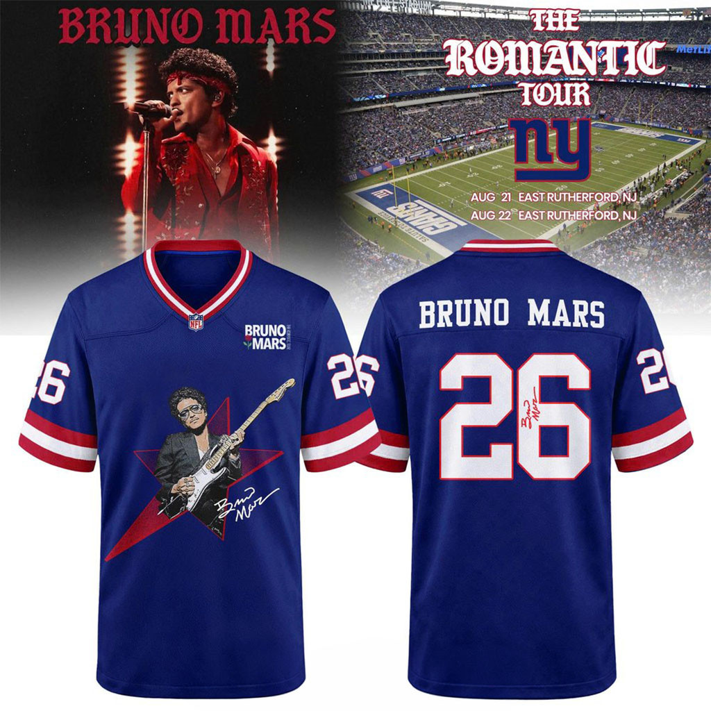 New York Giants x Bruno Mars Merch The Romantic Tour 2026 Football Jersey Gift Ideas For Fans 1 - Unicasport New York Giants x Bruno Mars Merch The Romantic Tour 2026 Football Jersey Gift Ideas For Fans