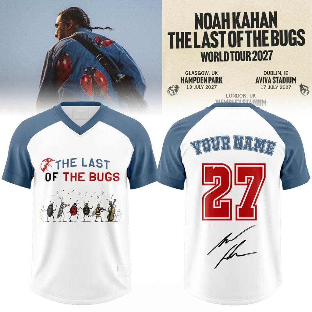 Custom Noah Kahan Merch The Last Of The Bugs World Tour 2027 Football Jersey Fans Gifts 1 - Unicasport Custom Noah Kahan Merch The Last Of The Bugs World Tour 2027 Football Jersey Fans Gifts