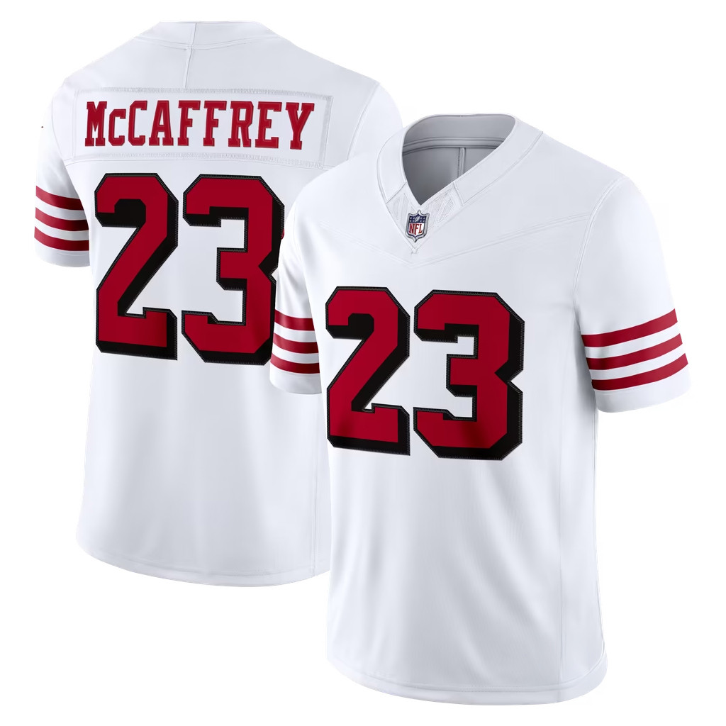 Christian McCaffrey #23 SF 49ers Alternate Vapor FUSE White Jersey San Francisco 49ers Merch 2026 1 - Unicasport Christian McCaffrey #23 SF 49ers Alternate Vapor FUSE White Jersey San Francisco 49ers Merch 2026
