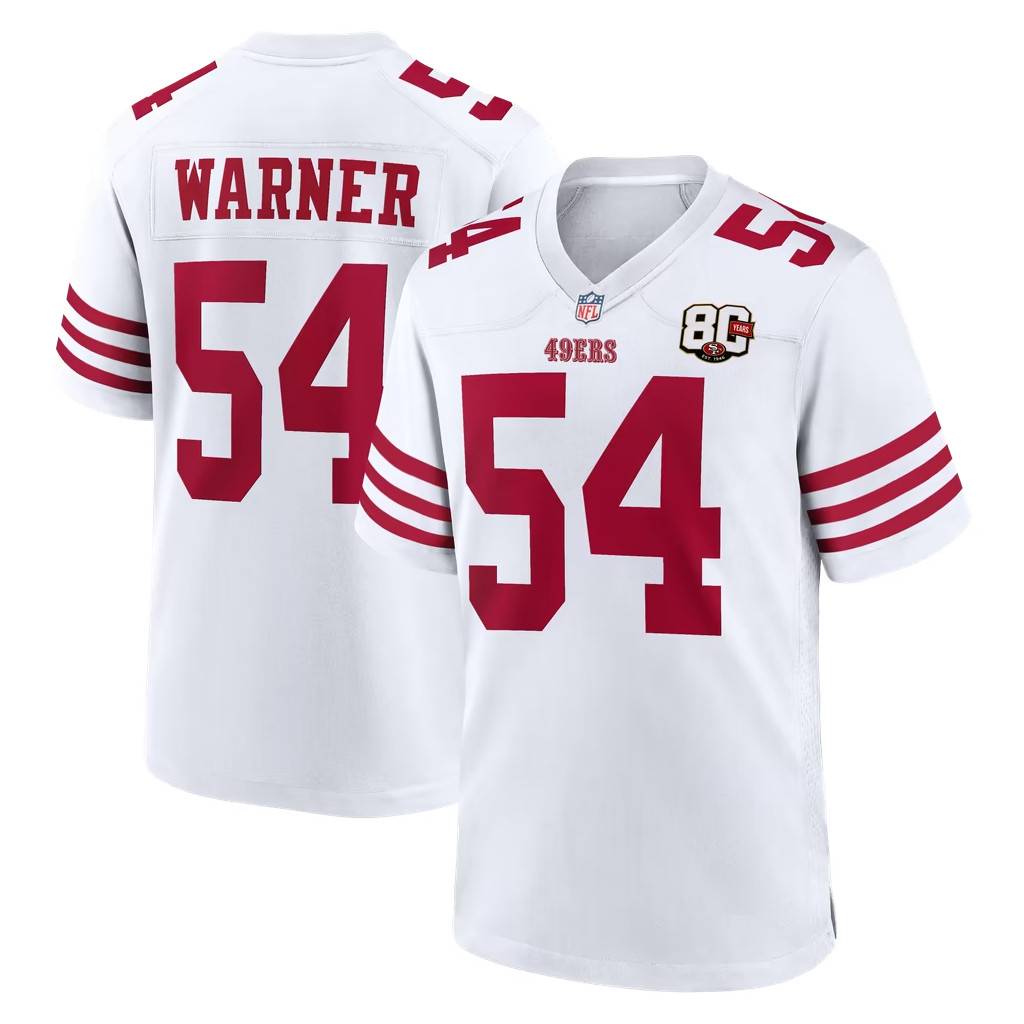 Fred Warner #54 SF 49ers 80th Anniversary Game White Jersey San Francisco 49ers Merch 2026 Gift 1 - Unicasport Fred Warner #54 SF 49ers 80th Anniversary Game White Jersey San Francisco 49ers Merch 2026 Gift
