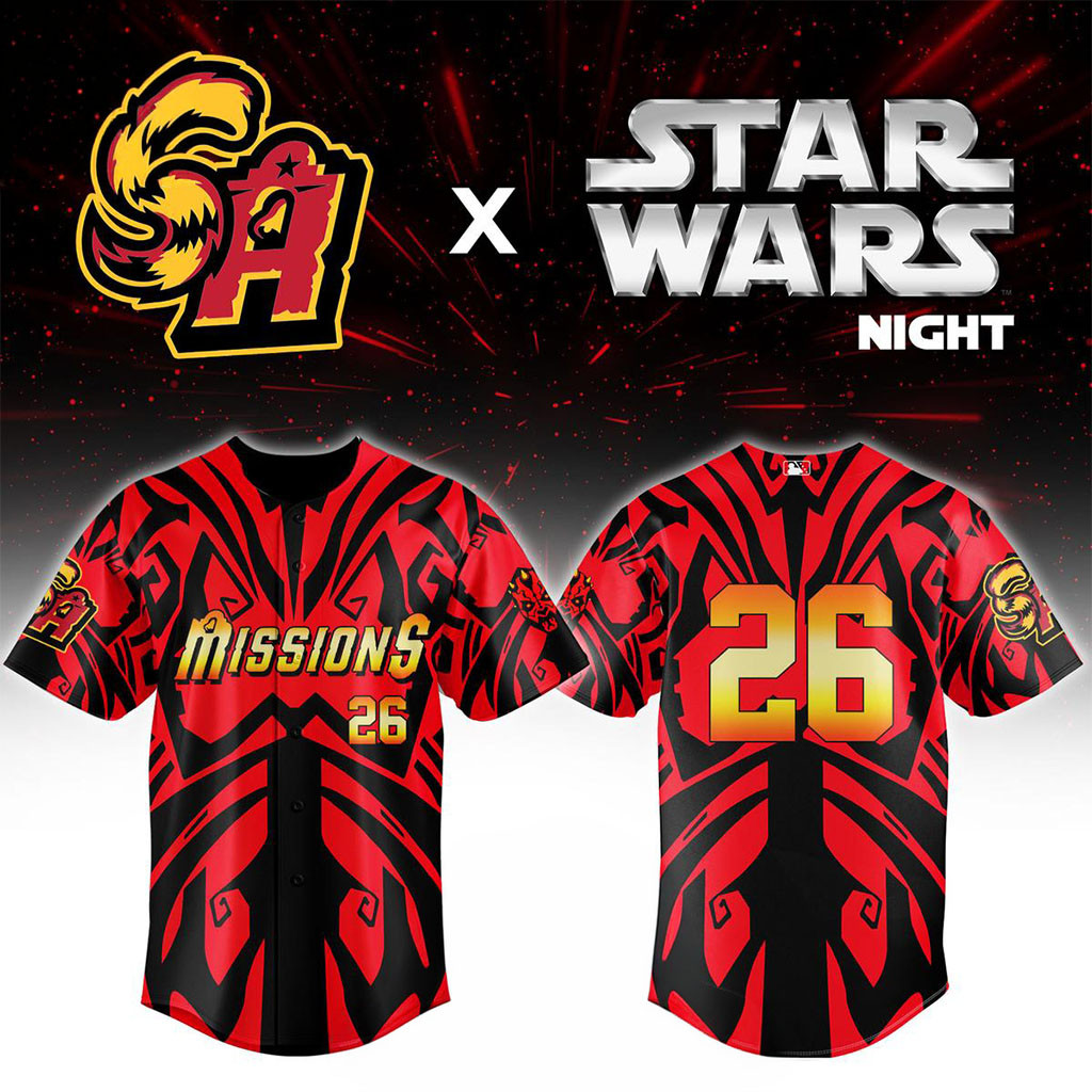 San Antonio Missions Star Wars Night 2026 Theme Game Baseball Jersey Missions Merch Fan Gifts 1 - Unicasport San Antonio Missions Star Wars Night 2026 Theme Game Baseball Jersey Missions Merch Fan Gifts