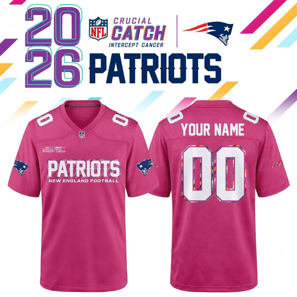 Custom New England Patriots NFL Crucial Catch 2026 Pink Football Jersey NE Patriots Merch 1 - Unicasport Custom New England Patriots NFL Crucial Catch 2026 Pink Football Jersey NE Patriots Merch