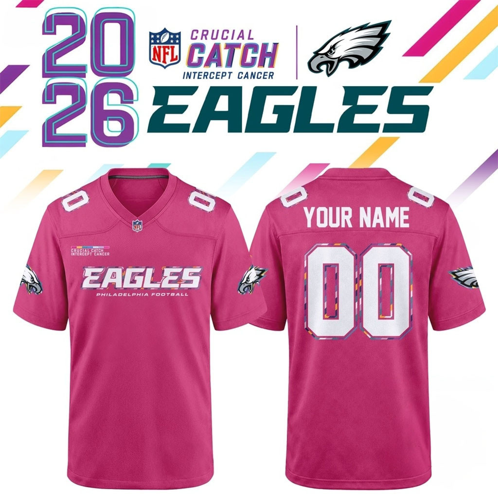 Custom Philadelphia Eagles NFL Crucial Catch 2026 Pink Football Jersey Eagles Merch BFF Gifts 1 - Unicasport Custom Philadelphia Eagles NFL Crucial Catch 2026 Pink Football Jersey Eagles Merch BFF Gifts