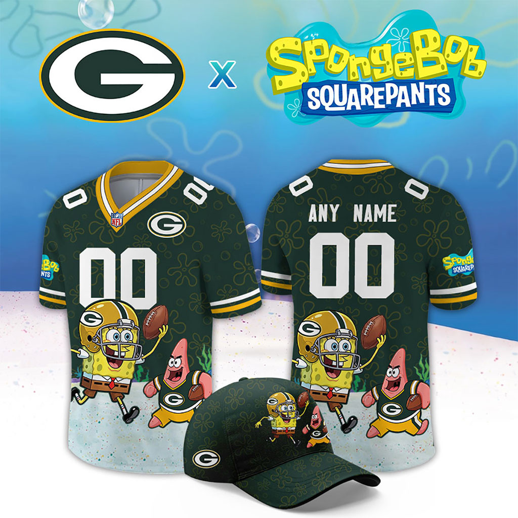 Custom Green Bay Packers X SpongeBob Squarepants New Football Jersey Packers Merch Fan Gifts 1 - Unicasport Custom Green Bay Packers X SpongeBob Squarepants New Football Jersey Packers Merch Fan Gifts
