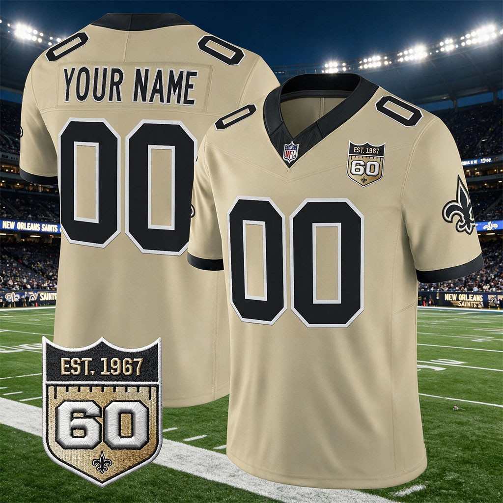 Custom New Orleans Saints Football 60Th Anniversary Patch Vapor Jersey Saints Merch Fan Gifts 1 - Unicasport Custom New Orleans Saints Football 60Th Anniversary Patch Vapor Jersey Saints Merch Fan Gifts