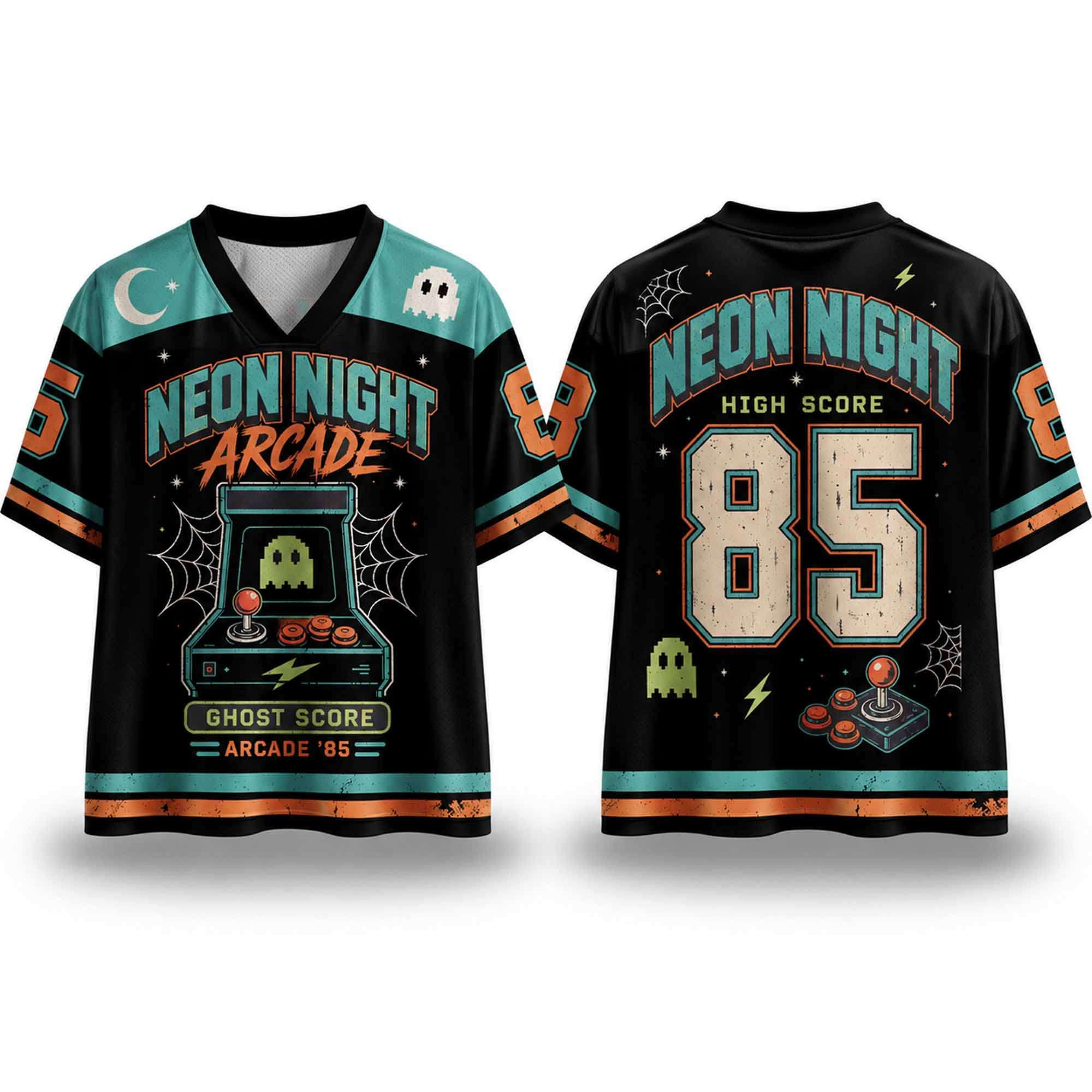 2026 Neon Night Arcade Ghost Score 85 Halloween Jersey Cool Halloween Clothes Friends Gifts 1 - Unicasport 2026 Neon Night Arcade Ghost Score 85 Halloween Jersey Cool Halloween Clothes Friends Gifts