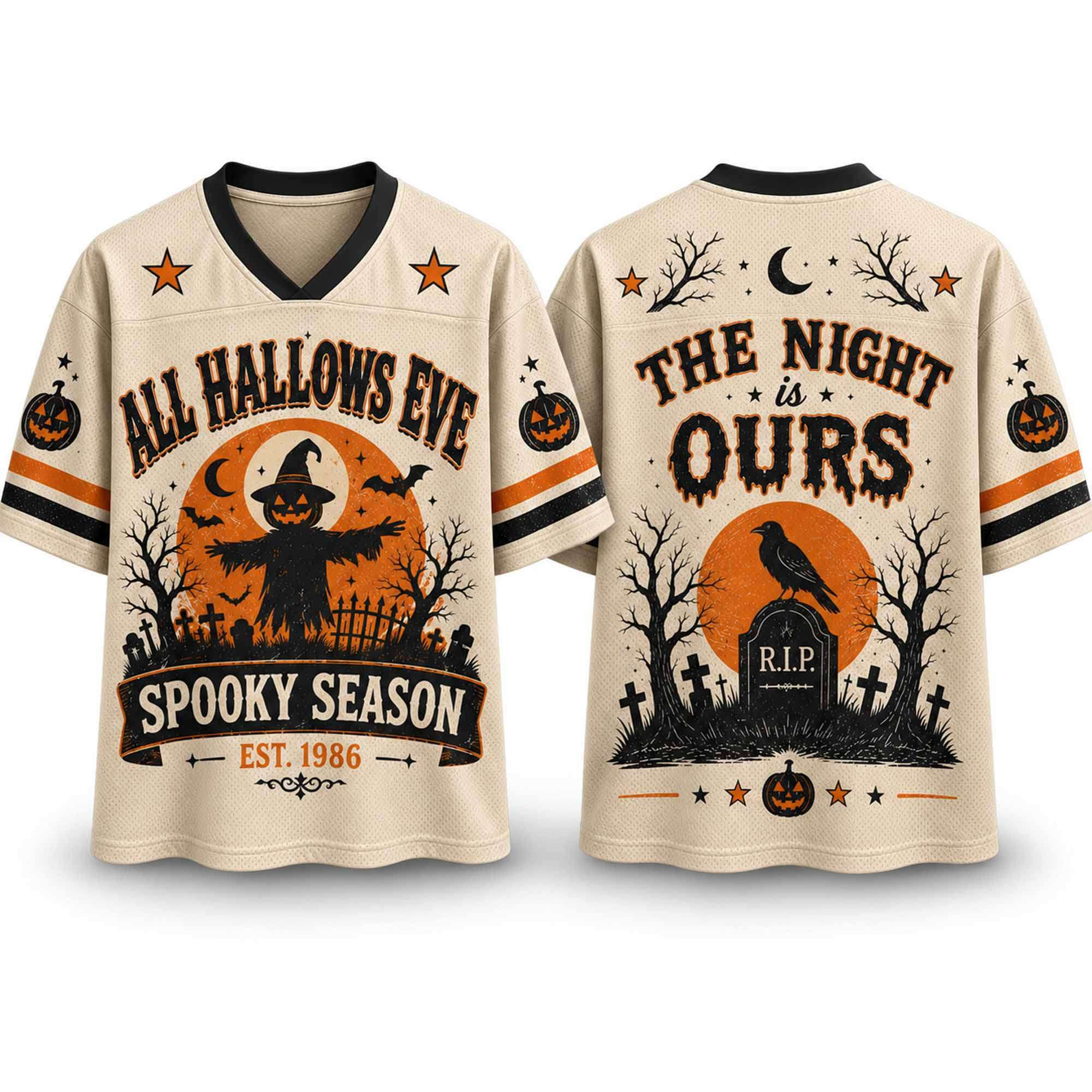 2026 All Hallows Eve Spooky Season Est 1986 The Night Is Ours Halloween Jersey Horror Apparel 1 - Unicasport 2026 All Hallows Eve Spooky Season Est 1986 The Night Is Ours Halloween Jersey Horror Apparel