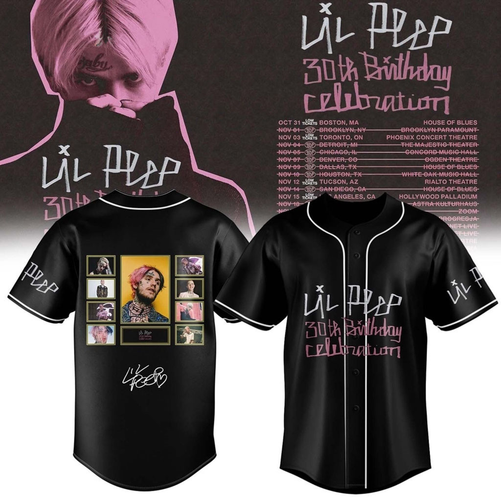 Lil Peep 30th Birthday Celebration Graphic Signature Baseball Jersey Lil Peep Merch Fan Gifts 1 - Unicasport Lil Peep 30th Birthday Celebration Graphic Signature Baseball Jersey Lil Peep Merch Fan Gifts