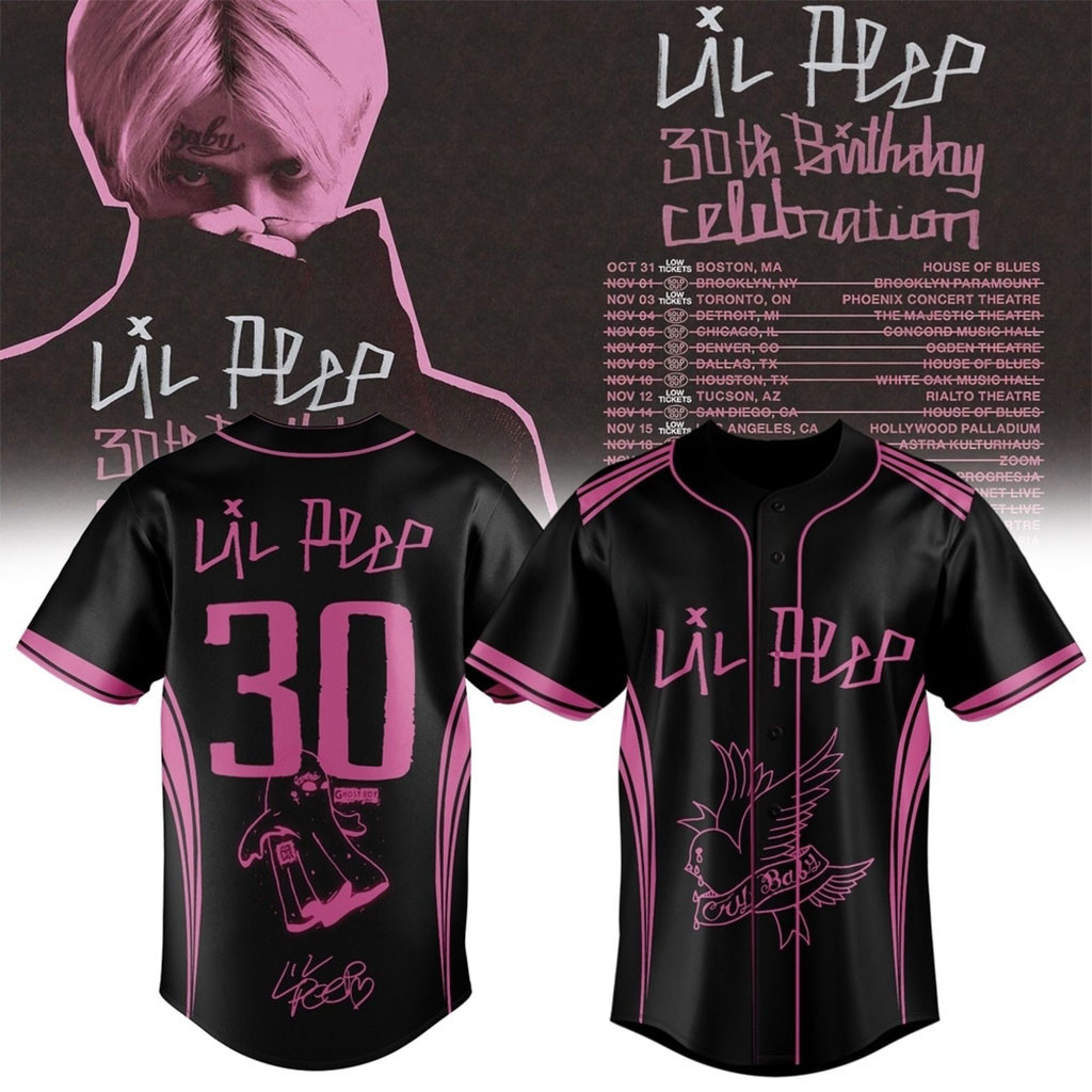 Lil Peep 30th Birthday Celebration Signature Black Baseball Jersey Lil Peep Merch Gifts For Fan 1 - Unicasport Lil Peep 30th Birthday Celebration Signature Black Baseball Jersey Lil Peep Merch Gifts For Fan