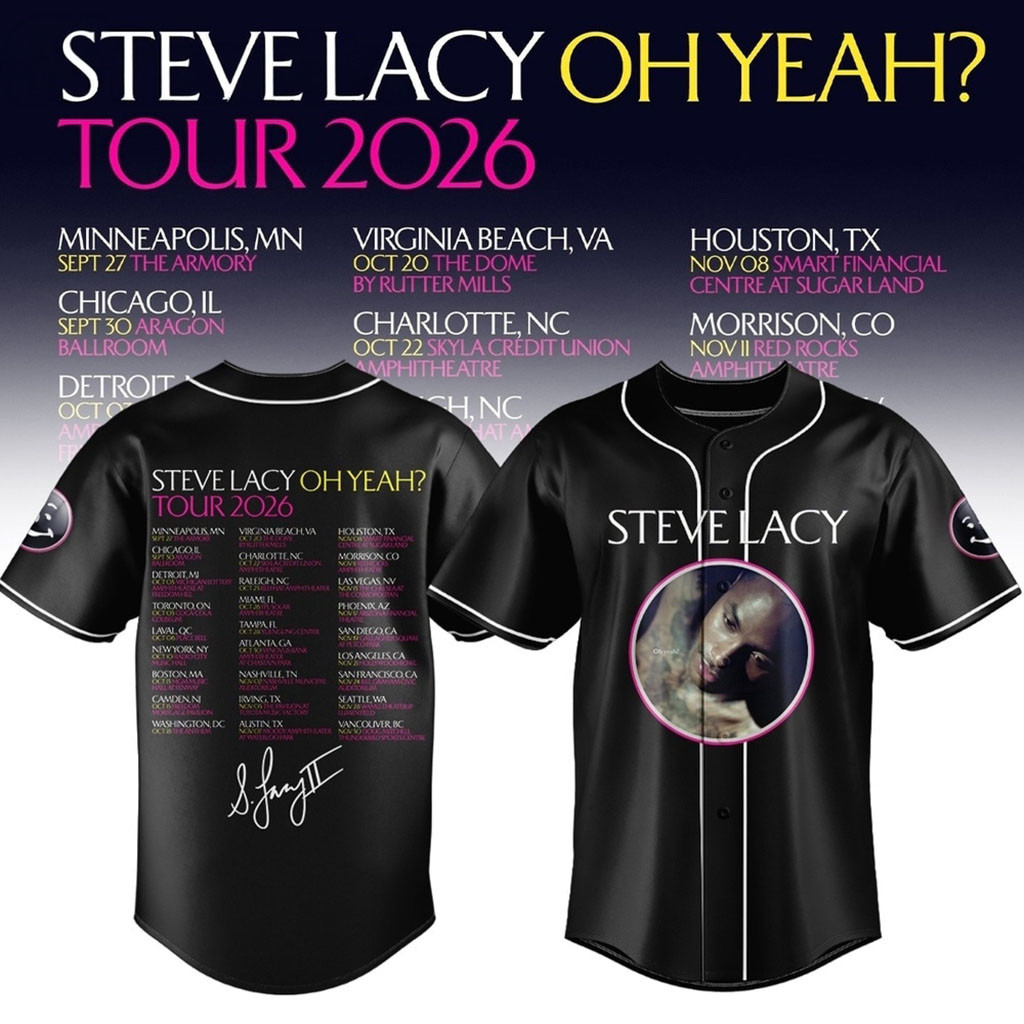 Steve Lacy Merch Oh Yeah Tour 2026 Graphic Signature Schedule Baseball Jersey Gifts For Fans 1 - Unicasport Steve Lacy Merch Oh Yeah Tour 2026 Graphic Signature Schedule Baseball Jersey Gifts For Fans