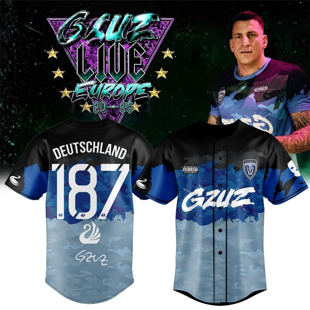 Gzuz Live Europe Tour 2026 Signed Baseball Jersey #187 Deutschland Gzuz Merchandise Fan Gifts 1 - Unicasport Gzuz Live Europe Tour 2026 Signed Baseball Jersey #187 Deutschland Gzuz Merchandise Fan Gifts