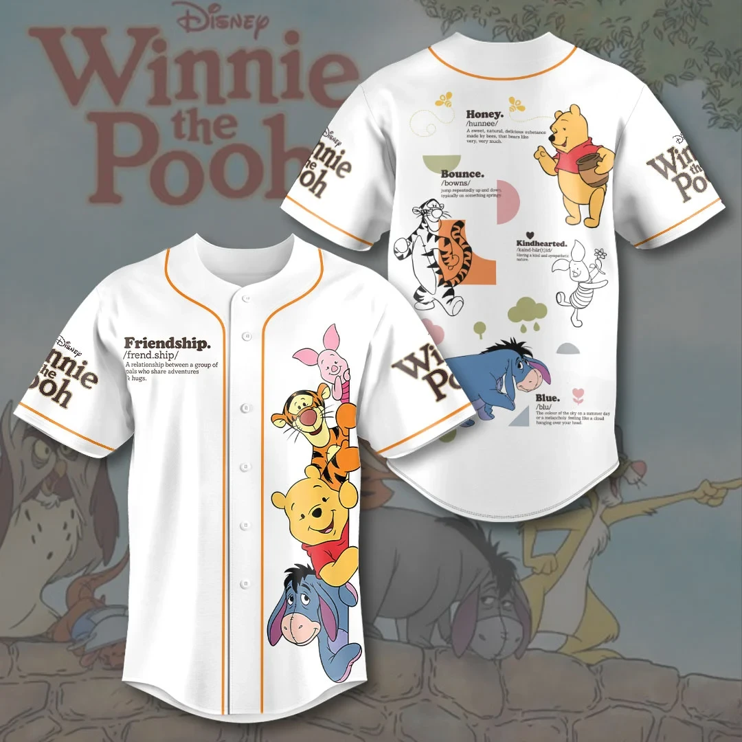 Winnie The Pooh Friends Baseball Jersey Funny Cartoon Apparel Winnie The Pooh Merch BFF Gifts 1 - Unicasport Winnie The Pooh Friends Baseball Jersey Funny Cartoon Apparel Winnie The Pooh Merch BFF Gifts