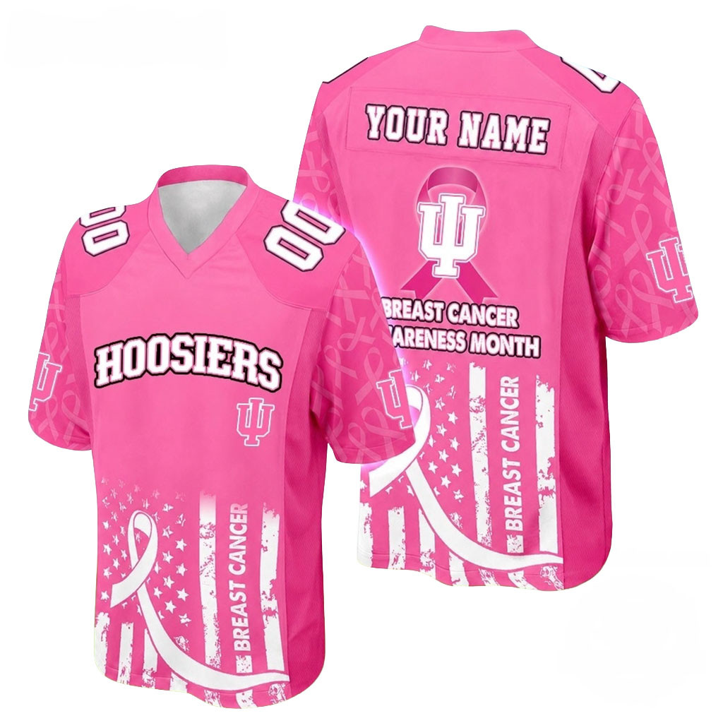 Personalized Indiana Hoosiers Merch Breast Cancer Awareness Month 2026 Football Jersey Gifts 1 - Unicasport Personalized Indiana Hoosiers Merch Breast Cancer Awareness Month 2026 Football Jersey Gifts