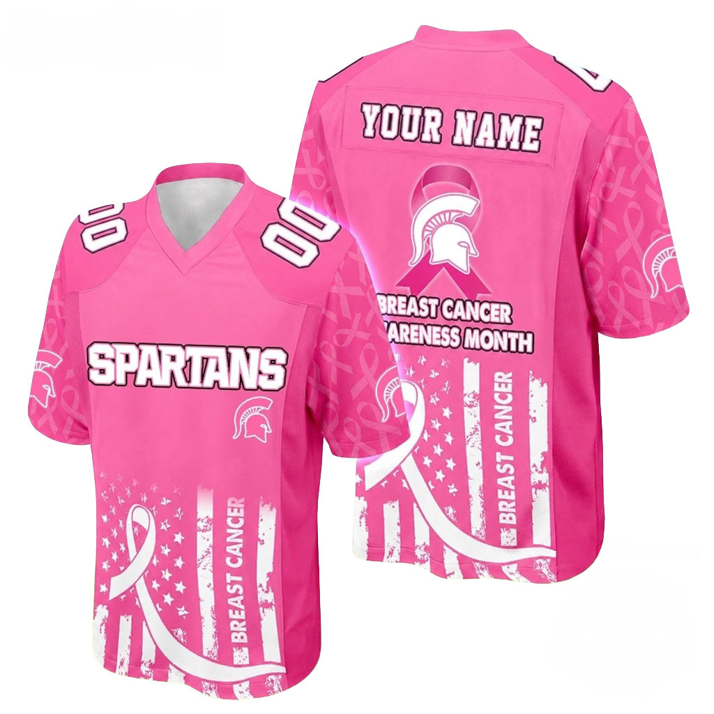 Personalized Michigan State Spartans Merch Breast Cancer Awareness Month 2026 Football Jersey 1 - Unicasport Personalized Michigan State Spartans Merch Breast Cancer Awareness Month 2026 Football Jersey