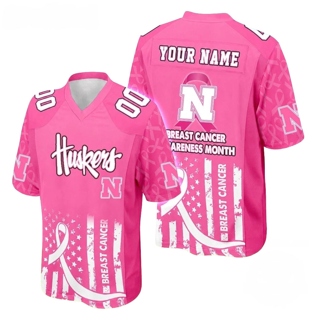 Personalized Nebraska Cornhuskers Merch Breast Cancer Awareness Month 2026 Football Jersey 1 - Unicasport Personalized Nebraska Cornhuskers Merch Breast Cancer Awareness Month 2026 Football Jersey