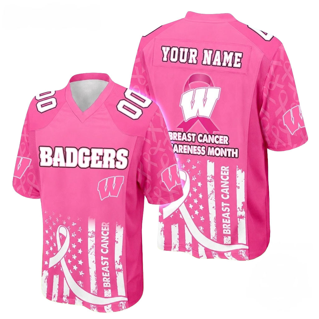 Personalized Wisconsin Badgers Merch Breast Cancer Awareness Month 2026 Football Jersey Gifts 1 - Unicasport Personalized Wisconsin Badgers Merch Breast Cancer Awareness Month 2026 Football Jersey Gifts