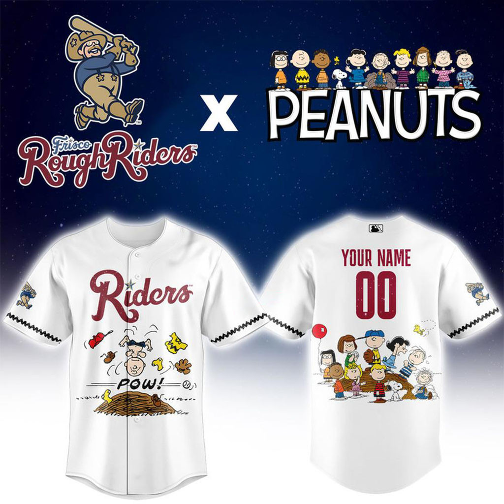 Personalized Frisco RoughRiders X Peanuts Night Baseball Jersey RoughRiders Merch Fan Gifts 1 - Unicasport Personalized Frisco RoughRiders X Peanuts Night Baseball Jersey RoughRiders Merch Fan Gifts