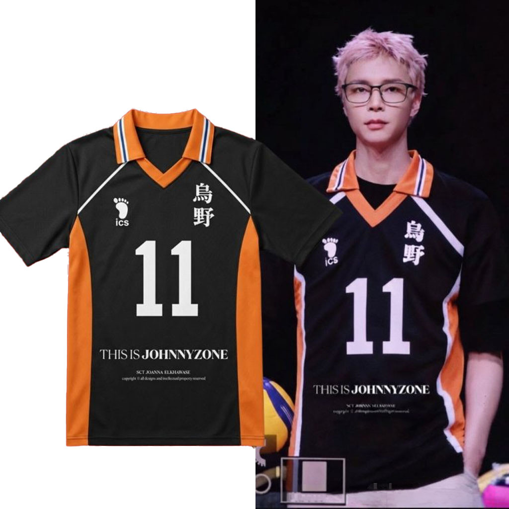 Johnny NCT Haikyuu Karasuno High #11 Kei Tsukishima Volleyball V-Neck Polo Jersey Fan Merch 1 - Unicasport Johnny NCT Haikyuu Karasuno High #11 Kei Tsukishima Volleyball V-Neck Polo Jersey Fan Merch