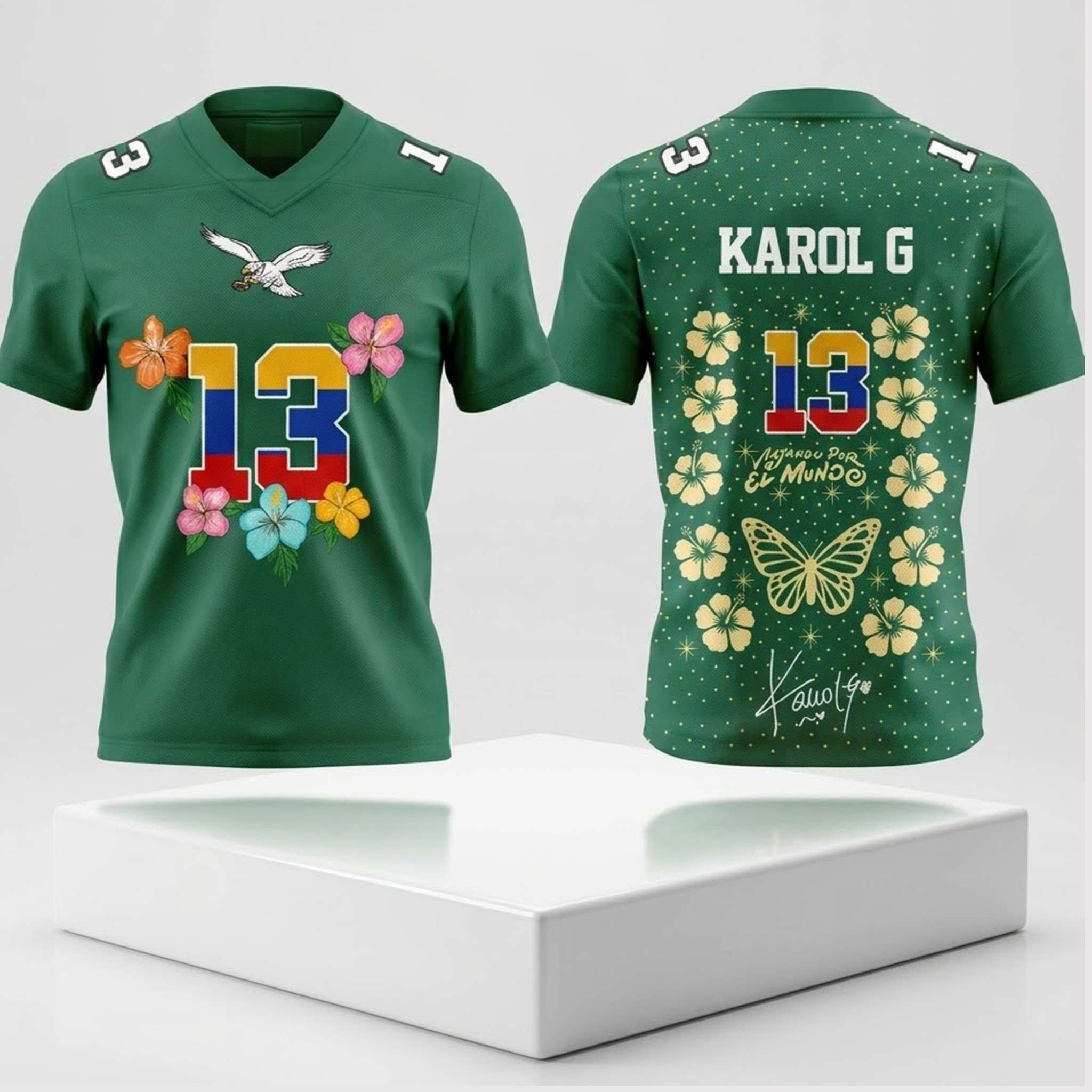 Philadelphia Eagles Karol G Tropitour Viajando Por El Mundo 2026 Jersey Eagles x Karol G Merch 1 - Unicasport Philadelphia Eagles Karol G Tropitour Viajando Por El Mundo 2026 Jersey Eagles x Karol G Merch