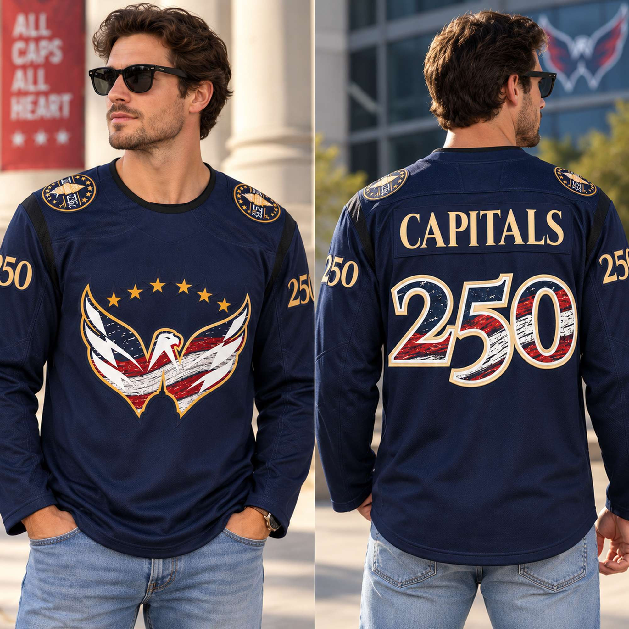 Capitals 250th Anniversary Hockey Jersey Washington Capitals Merch Best Gifts For Hockey Fans 1 - Unicasport Capitals 250th Anniversary Hockey Jersey Washington Capitals Merch Best Gifts For Hockey Fans