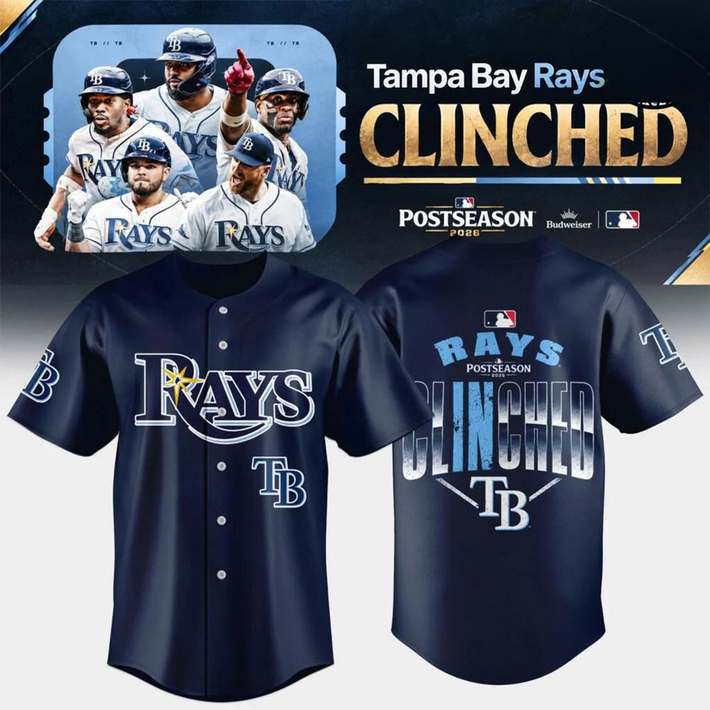 Tampa Bay Rays Postseason Clinched Win Our Way 2026 Baseball Jersey Rays Merch Gifts For Fans 1 - Unicasport Tampa Bay Rays Postseason Clinched Win Our Way 2026 Baseball Jersey Rays Merch Gifts For Fans