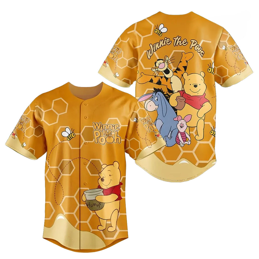 Winnie The Pooh Honeycomb Yellow Baseball Jersey Winnie The Pooh Merch Friends Gifts 1 - Unicasport Winnie The Pooh Honeycomb Yellow Baseball Jersey Winnie The Pooh Merch Friends Gifts