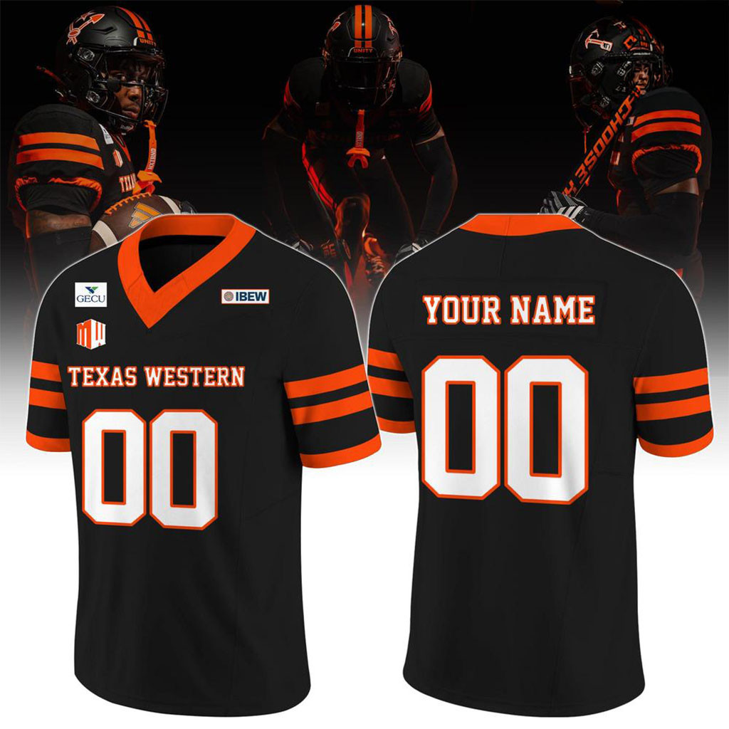 Custom UTEP Miners Texas Western 2026 Blackout Football Jersey UTEP Miners Merch Fans Gifts 1 - Unicasport Custom UTEP Miners Texas Western 2026 Blackout Football Jersey UTEP Miners Merch Fans Gifts