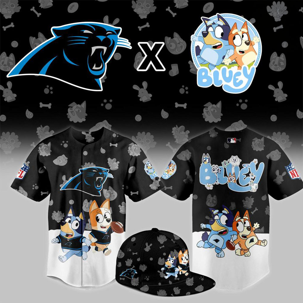 Carolina Panthers X Bluey Night Baseball Jersey Carolina Panthers Merch Gift For Football Lover 1 - Unicasport Carolina Panthers X Bluey Night Baseball Jersey Carolina Panthers Merch Gift For Football Lover