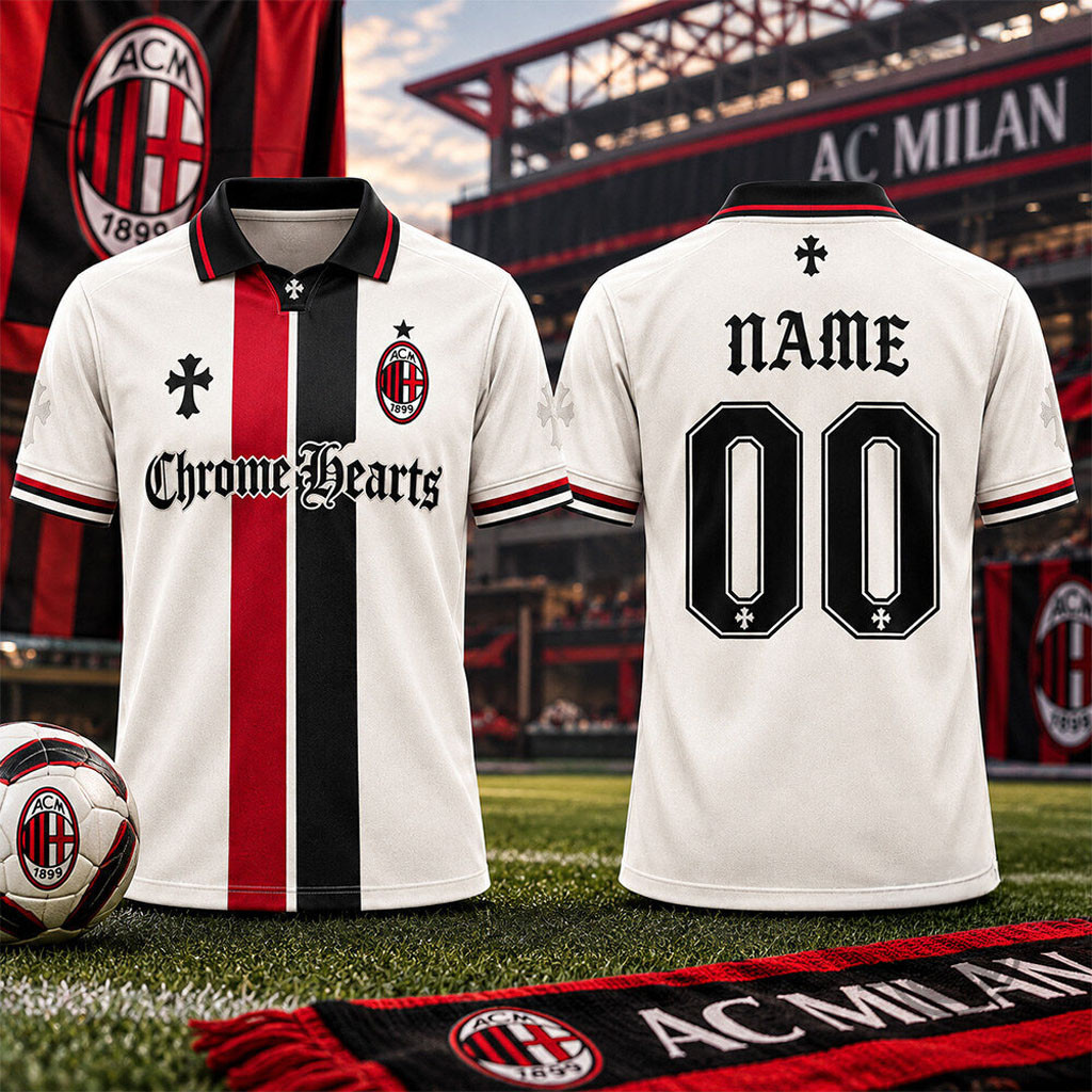 Personalized AC Milan X Chrome Hearts Polo Jersey Shirt 2026 AC Milan Merch Gift For Husband 1 - Unicasport Personalized AC Milan X Chrome Hearts Polo Jersey Shirt 2026 AC Milan Merch Gift For Husband
